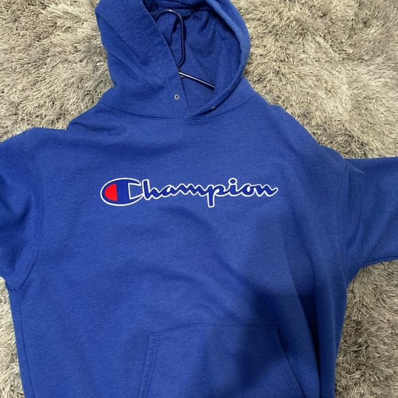 champion blue hoodie